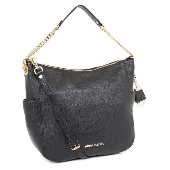 Michael Kors Handbags - Michael Kors CHANDLER HOBO Bag Black Pebbled Leather Gold Tone Details